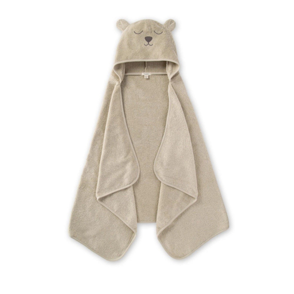 Burt's Bees Baby Hooded Towel Beige Bear Organic Cotton Bath Animal Towel NWT - Picture 2 of 7
